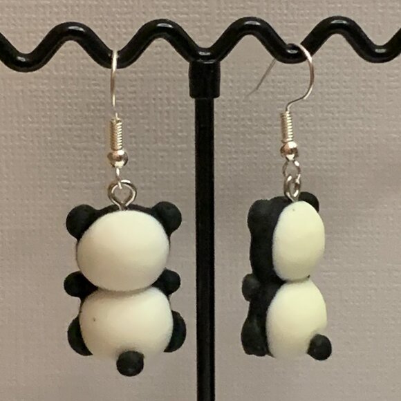 Panda Earring, Panda Bear Jewelry, Gift, Panda Jewelry, Silly Animal Earring - Picture 4 of 9